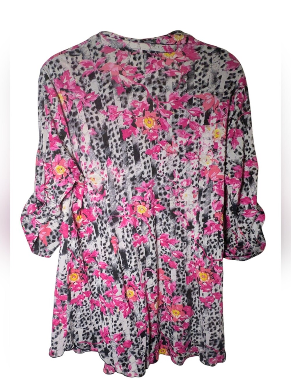 Style & Co. Mesh Button Down Top 1X Floral Animal Print NWOT - Picture 3 of 5